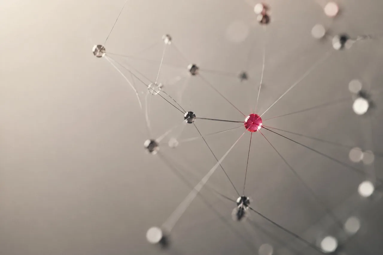 Abstract network nodes and light paths suggesting the inside of a language model